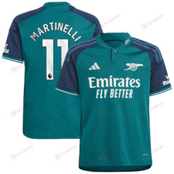 Gabriel Martinelli 11 Arsenal 2023/24 Third YOUTH Jersey - Green
