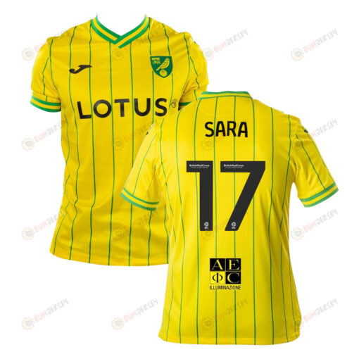 Gabriel Sara 17 Norwich City 2022-23 Home Jersey - Yellow