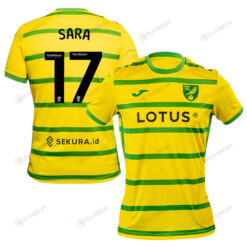 Gabriel Sara 17 Norwich City 2023/24 Home Men Jersey - Yellow