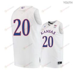 Garrett Luinstra 20 Kansas Jayhawks Basketball Youth Jersey - White