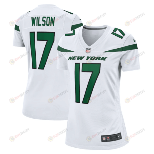 Garrett Wilson 17 New York Jets Women's Game Player Jersey - White