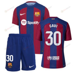 Gavi 30 Barcelona 2023/24 Home Kit Men Jersey - Blue/Scarlet