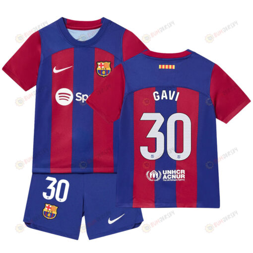 Gavi 30 Barcelona Home Kit 2023-24 Youth Jersey - Blue/Scarlet