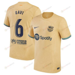 Gavi 6 Barcelona 2022/23 Away Breathe Stadium Player Jersey - Yellow