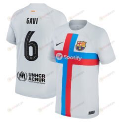 Gavi 6 Barcelona 2022/23 Third Breathe Stadium Player Men Jersey - Gray