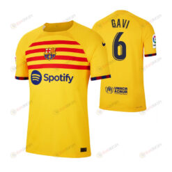 Gavi 9 Barcelona 2022/23 Fourth Breathe Stadium Men Jersey - Yellow