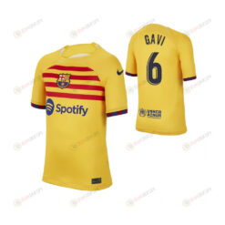 Gavi 9 Barcelona 2022/23 Youth Fourth Jersey - Yellow