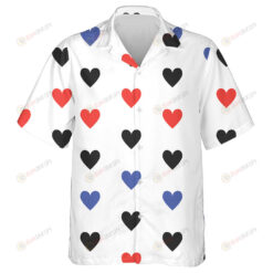 Geometric Hearts Pattern Red And Blue Love Valentine's Day Background Hawaiian Shirt