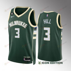 George Hill 3 Milwaukee Bucks Green Jersey 2022-23 Icon Edition NO.6 Patch