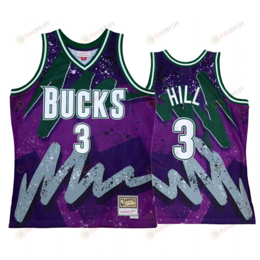 George Hill 3 Milwaukee Bucks Hyper Hoop Purple Throwback 90s Jersey