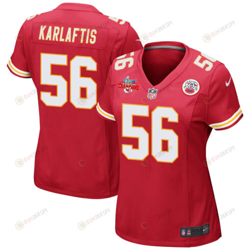 George Karlaftis 56 Kansas City Chiefs Super Bowl LVII Champions 3 Stars WoMen's Jersey - Red