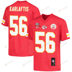 George Karlaftis 56 Kansas City Chiefs Super Bowl LVII Champions 3 Stars Youth Jersey - Red