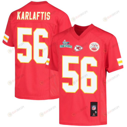 George Karlaftis 56 Kansas City Chiefs Super Bowl LVII Champions Youth Jersey - Red