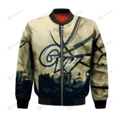 George Washington Colonials Bomber Jacket 3D Printed Basketball Net Grunge Pattern