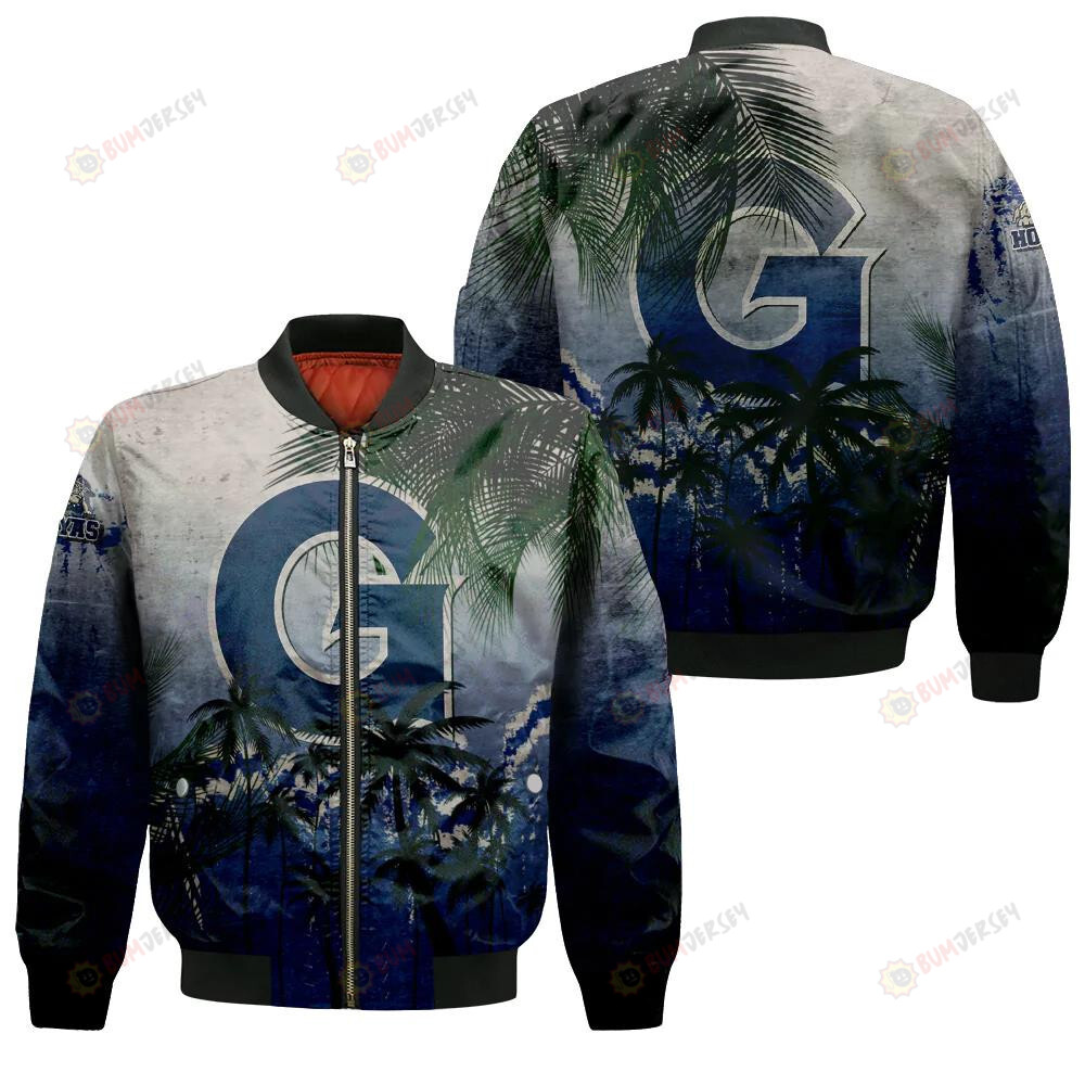 Georgetown Hoyas Bomber Jacket 3D Printed Coconut Tree Tropical Grunge