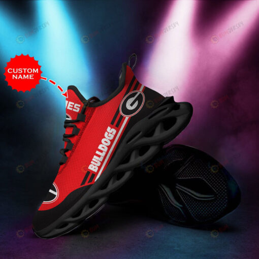 Georgia Bulldogs Black Stripe Custom Name 3D Max Soul Sneaker Shoes In Red