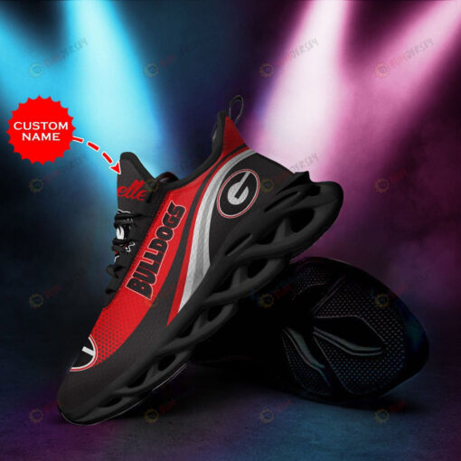 Georgia Bulldogs Curved Pattern Custom Name 3D Max Soul Sneaker Shoes