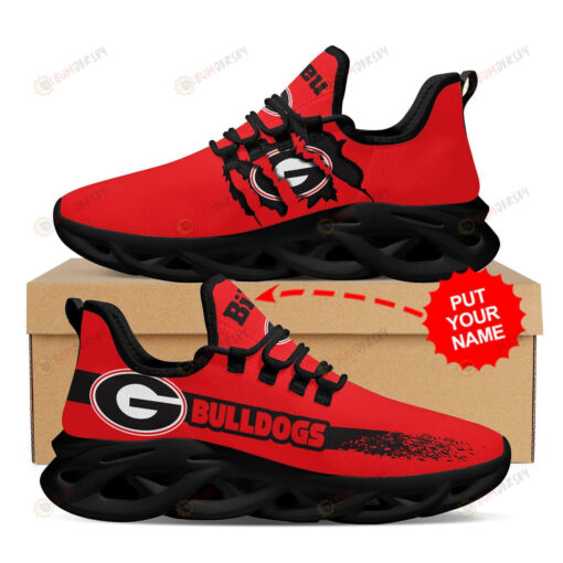 Georgia Bulldogs Custom Name 3D Max Soul Sneaker Shoes In Red