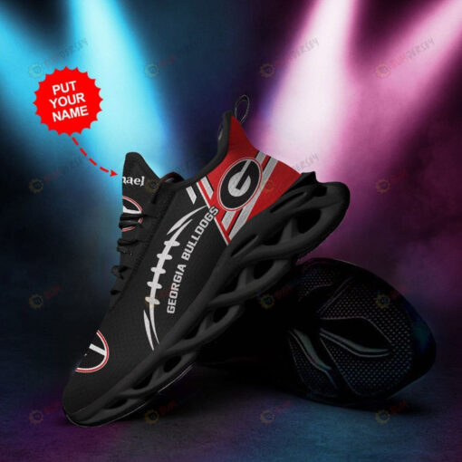 Georgia Bulldogs Custom Name Black Red 3D Max Soul Sneaker Shoes