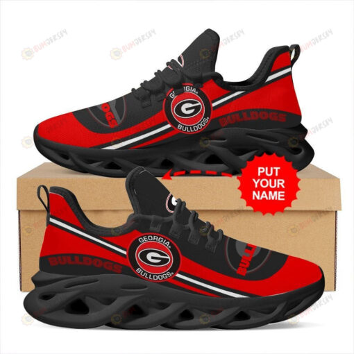 Georgia Bulldogs Custom Name Red Black 3D Max Soul Sneaker Shoes