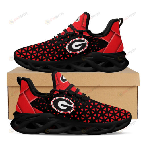 Georgia Bulldogs Geometric Pattern Custom Name 3D Max Soul Sneaker Shoes In Red