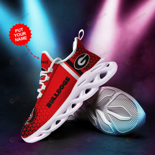 Georgia Bulldogs Geometric Pattern Custom Name Red 3D Max Soul Sneaker Shoes