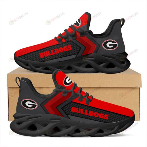 Georgia Bulldogs Logo 3D Max Soul Sneaker Shoes In Black Red