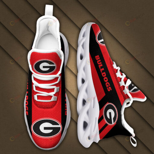 Georgia Bulldogs Logo Black Stripe Pattern 3D Max Soul Sneaker Shoes In Red