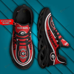 Georgia Bulldogs Logo Curve Border Pattern Custom Name 3D Max Soul Sneaker Shoes