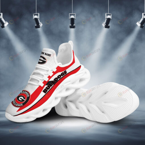 Georgia Bulldogs Logo Curved Line Pattern Custom Name 3D Max Soul Sneaker Shoes