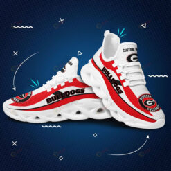 Georgia Bulldogs Logo Curved Line Pattern Custom Name 3D Max Soul Sneaker Shoes In Red White