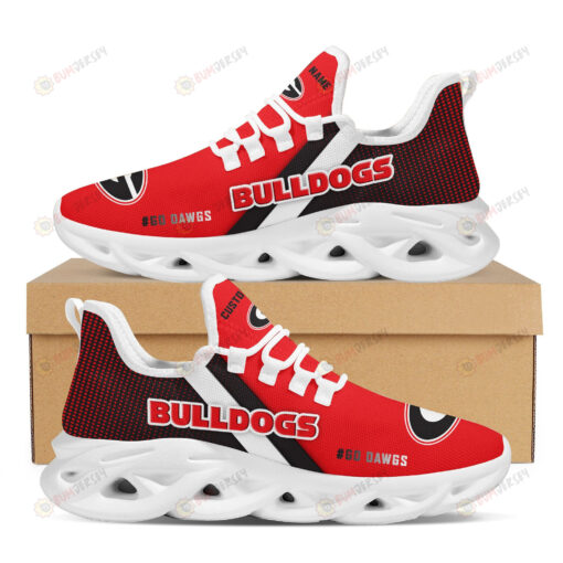 Georgia Bulldogs Logo Custom Name Pattern 3D Max Soul Sneaker Shoes In Black And Red