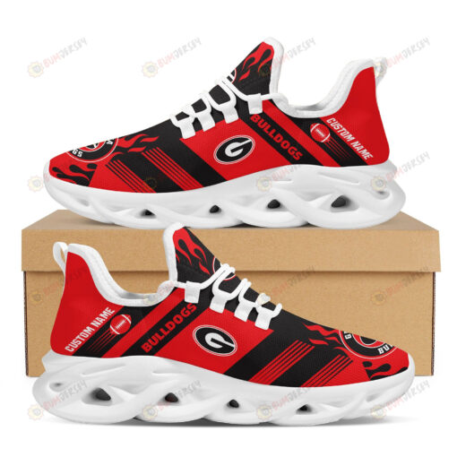 Georgia Bulldogs Logo Custom Name Pattern 3D Max Soul Sneaker Shoes In Red And Black