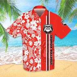 Georgia Bulldogs Logo Hawaiian Shirt With Floral And Leaves Pattern