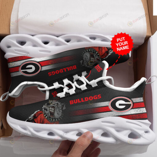 Georgia Bulldogs Logo In Black Custom Name 3D Max Soul Sneaker Shoes