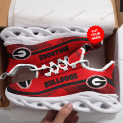 Georgia Bulldogs Logo In Red Custom Name 3D Max Soul Sneaker Shoes