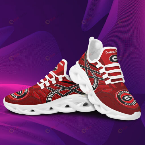 Georgia Bulldogs Logo Pattern Custom Name 3D Max Soul Sneaker Shoes In Red