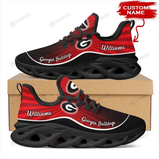 Georgia Bulldogs Logo Pattern Custom Name 3D Max Soul Sneaker Shoes In Red Black