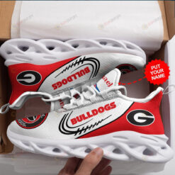 Georgia Bulldogs Logo Pattern Custom Name 3D Max Soul Sneaker Shoes In White And Red