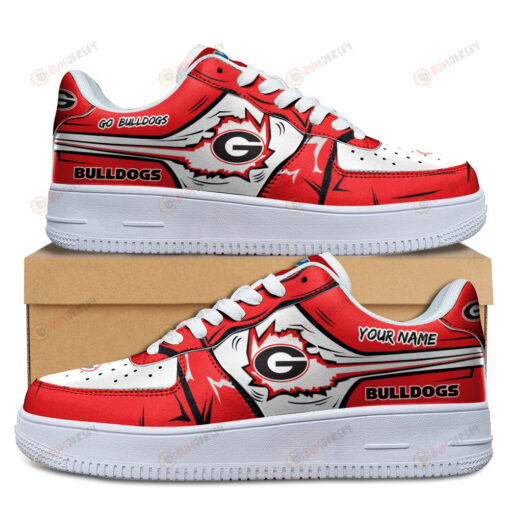 Georgia Bulldogs Logo Pattern Custom Name Air Force 1 Printed