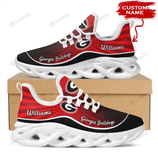 Georgia Bulldogs Logo Pattern In Black And Red Custom Name 3D Max Soul Sneaker Shoes