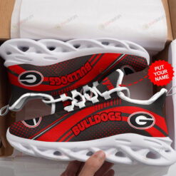 Georgia Bulldogs Logo Pattern In Red And Black Custom Name 3D Max Soul Sneaker Shoes