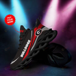 Georgia Bulldogs Logo Red Line Pattern Custom Name 3D Max Soul Sneaker Shoes In Black