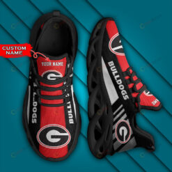 Georgia Bulldogs Logo Stripe Border Pattern Custom Name 3D Max Soul Sneaker Shoes