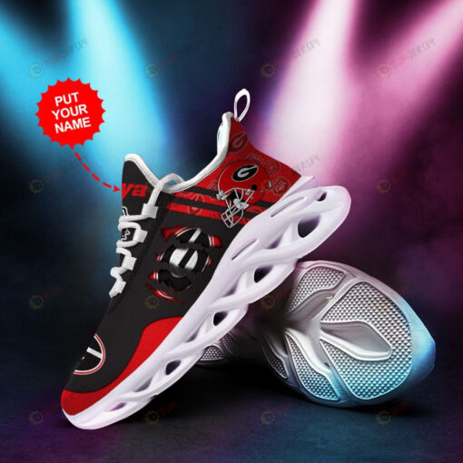 Georgia Bulldogs Logo Unique Pattern Custom Name 3D Max Soul Sneaker Shoes In Red Black