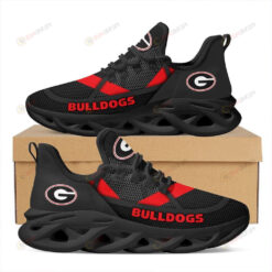 Georgia Bulldogs Red Stripe 3D Max Soul Sneaker Shoes In Black