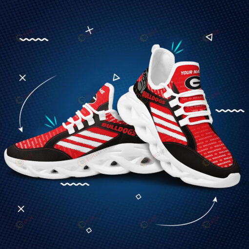 Georgia Bulldogs White Stripe Pattern Custom Name 3D Max Soul Sneaker Shoes In Red