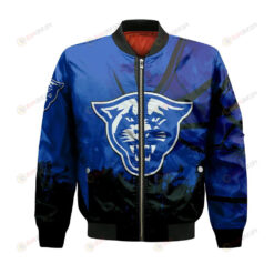 Georgia State Panthers Bomber Jacket 3D Printed Basketball Net Grunge Pattern