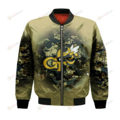 Georgia Tech Yellow Jackets Bomber Jacket 3D Printed Camouflage Vintage