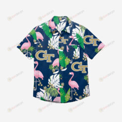 Georgia Tech Yellow Jackets Floral Button Up Hawaiian Shirt